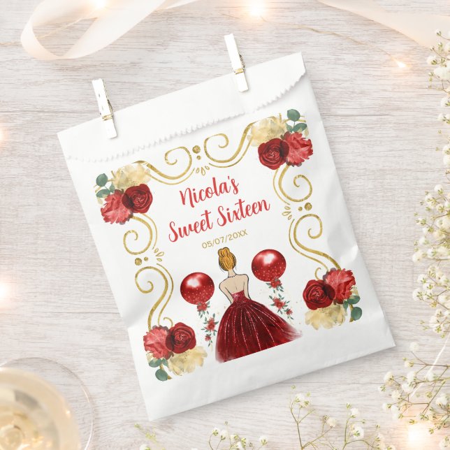 Bolsa De Papel Sweet Sixteen Red Hair Princess in Red (Cortado)