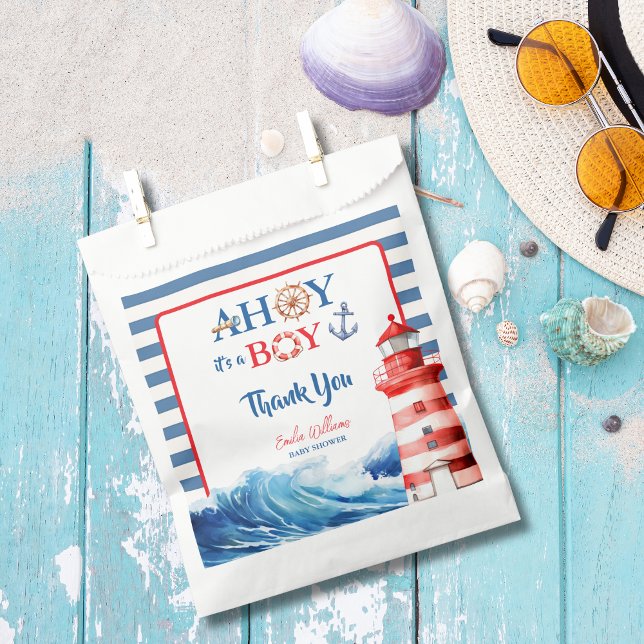 Bolsa De Papel Sweet Striped Blue Red Nautical Ahoy Boy  (Subido por el creador)