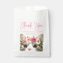 Bolsa De Papel Sweet Watercolor Kitty Birthday Party Gracias