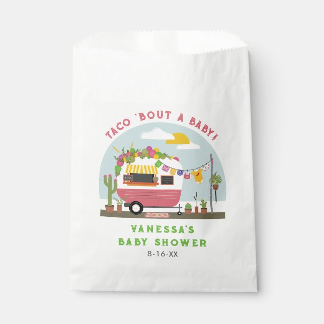 Bolsa De Papel Taco Bout Un Bebé Chica Rosa Caliente Baby Shower (Anverso)
