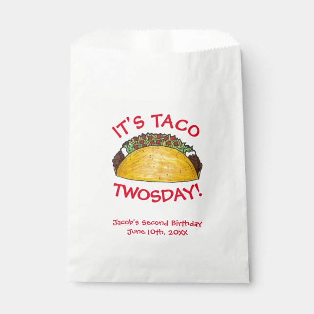 Bolsa De Papel Taco TWOSday Martes 2 cumpleaños Fiesta Fiesta (Anverso)