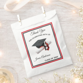 Bolsa De Papel Tapón de graduación negro y rojo | Fiesta