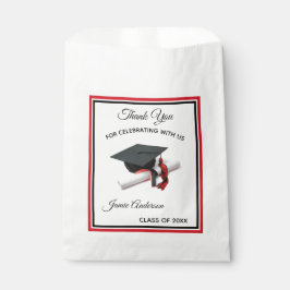 Bolsa De Papel Tapón de graduación negro y rojo | Fiesta