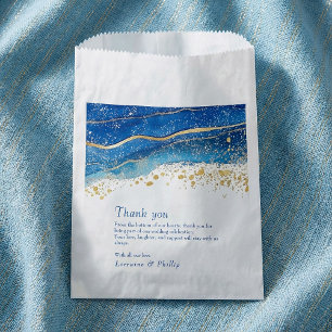 Bolsa De Papel Tarjeta de agradecimiento de boda acuarela azul y