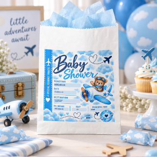 Bolsa De Papel Tarjeta de embarque de avión de osito de peluche B