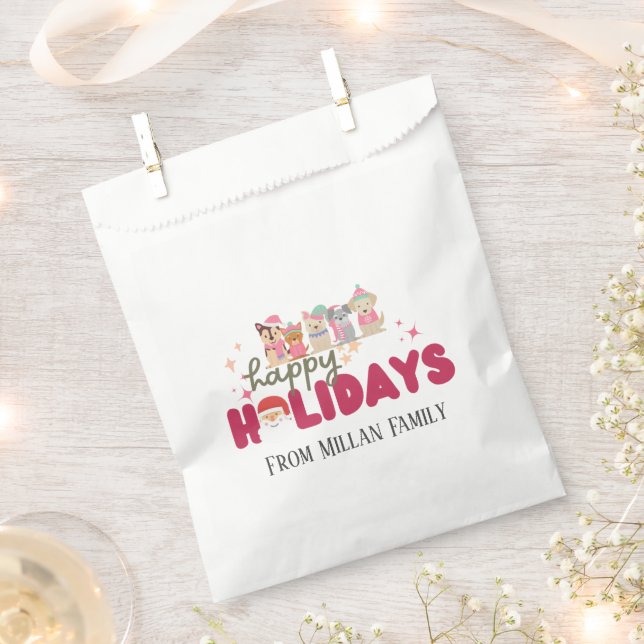 Bolsa De Papel Tarjeta de vacaciones plana con la familia o negoc (Cortado)