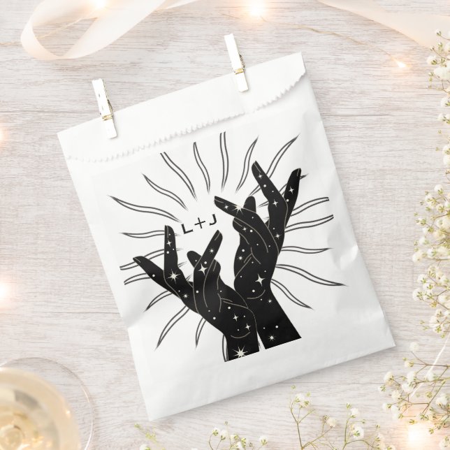 Bolsa De Papel Tarot Cards | Bridal Shower | Boda | B + W (Cortado)
