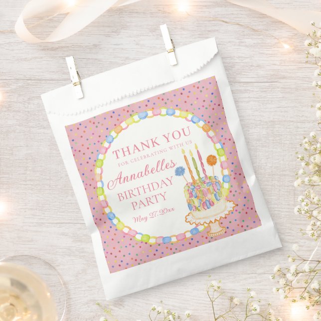 Bolsa De Papel Tarta de cumpleaños Rosa Cue la Confeti (Cortado)