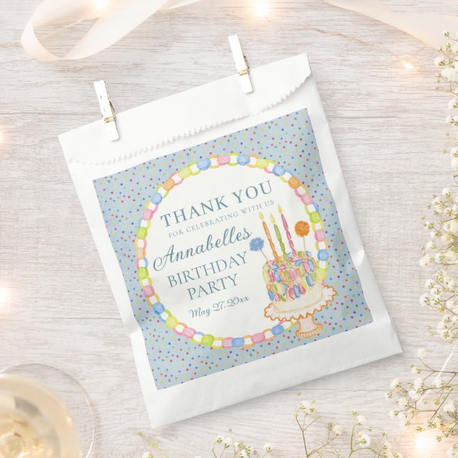 Bolsa De Papel Tarta de cumpleaños Señal Azul Confeti (Cortado)