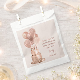 Bolsa De Papel Tarta de oro rosa para el 80 cumpleaños
