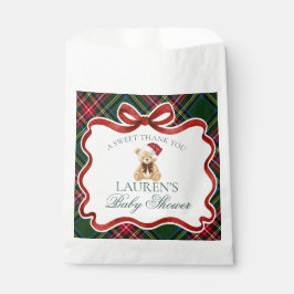 Bolsa De Papel Tartan Plaid Christmas Bear Baby Shower Dessert