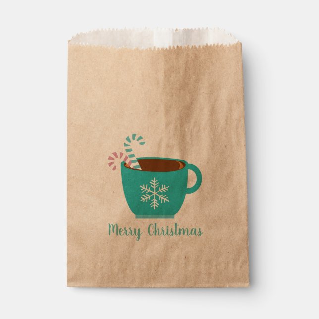 Bolsa De Papel Taza de cacao de Navidad personalizable (Anverso)