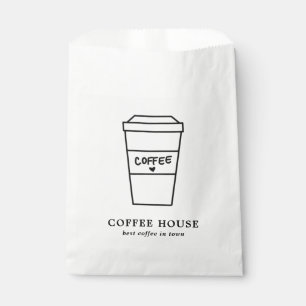 Bolsa De Papel Taza de café en blanco y negro lindo Cafetería