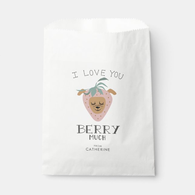 Bolsa De Papel TE AMO BERRY MUCHO DIVERTIDO Perro Valentine (Anverso)