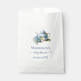 Bolsa De Papel Té de Baby Shower de Hortensias Azules