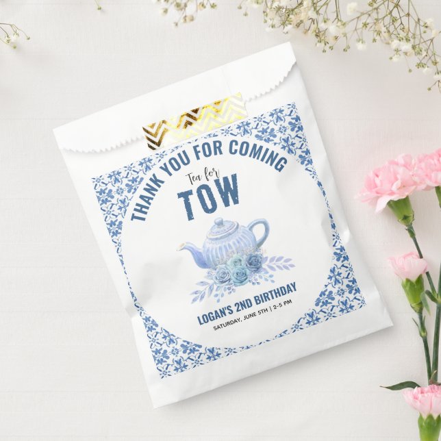 Bolsa De Papel Tea for Two – Floral 2nd Birthday Party (Sellado)