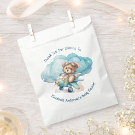 Bolsa De Papel Teddy Bear Airplane Boy Baby Shower