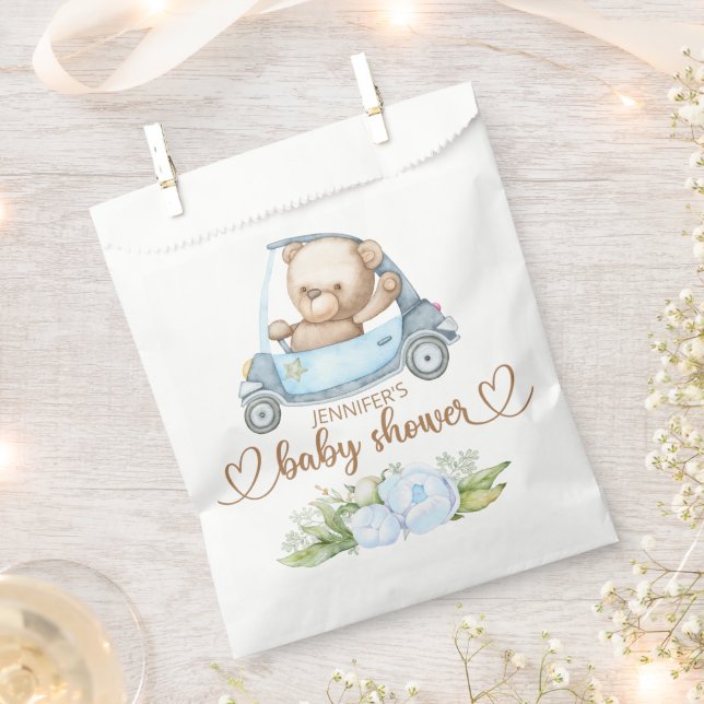 Bolsa De Papel Teddy Bear Baby Bear Baby Shower Floral (Cortado)