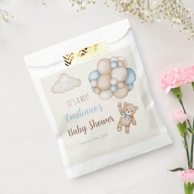Bolsa De Papel Teddy Bear Baby Shower Boy (Sellado)