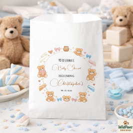 Bolsa De Papel Teddy Bear Baby Shower Boy | Cute Blue Bear
