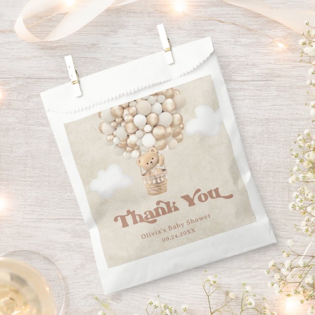 Bolsa De Papel Teddy Bear Balloon Bearly Wait Baby Shower (Cortado)