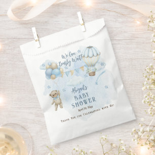 Bolsa De Papel Teddy Bear Balloons Boy Bearly Wait Baby Shower