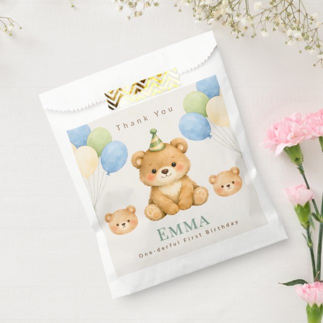 Bolsa De Papel Teddy Bear Birthday Favor Bag (Sellado)