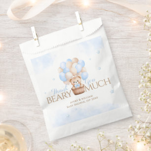 Bolsa De Papel Teddy Bear Blue Balloon Boy Baby Shower