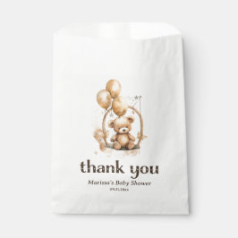 Bolsa De Papel Teddy Bear Género Neutral Baby Shower Gracias