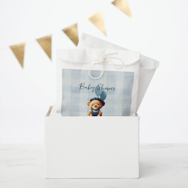 Bolsa De Papel Teddy Bear Jean Baby Shower Blue (Fiesta)