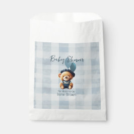 Bolsa De Papel Teddy Bear Jean Baby Shower Blue