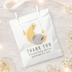 Bolsa De Papel Teddy Bear Moon Neutral Baby Shower Gracias