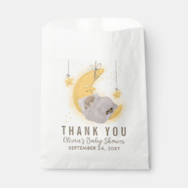 Bolsa De Papel Teddy Bear Moon Neutral Baby Shower Gracias