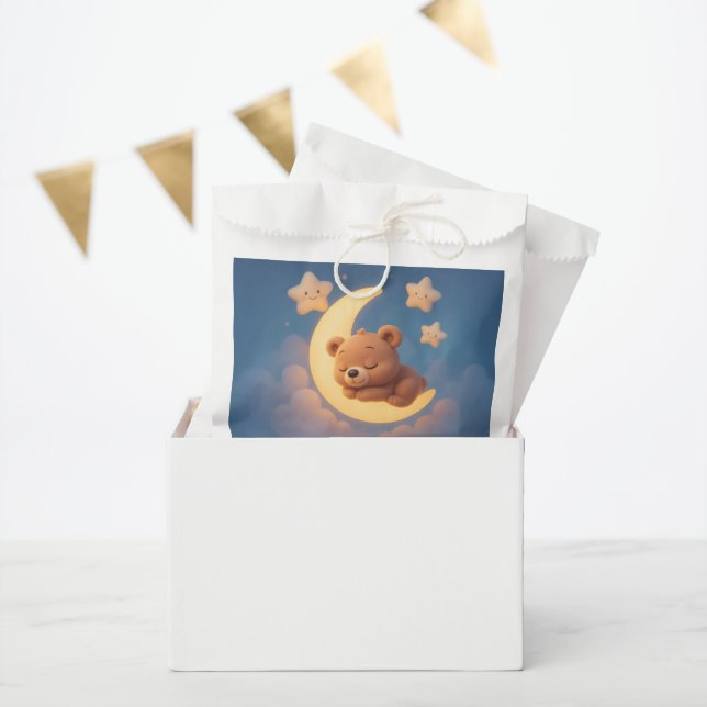 Bolsa De Papel Teddy Bear on the Moon - Baby Shower Gift Bag (Fiesta)