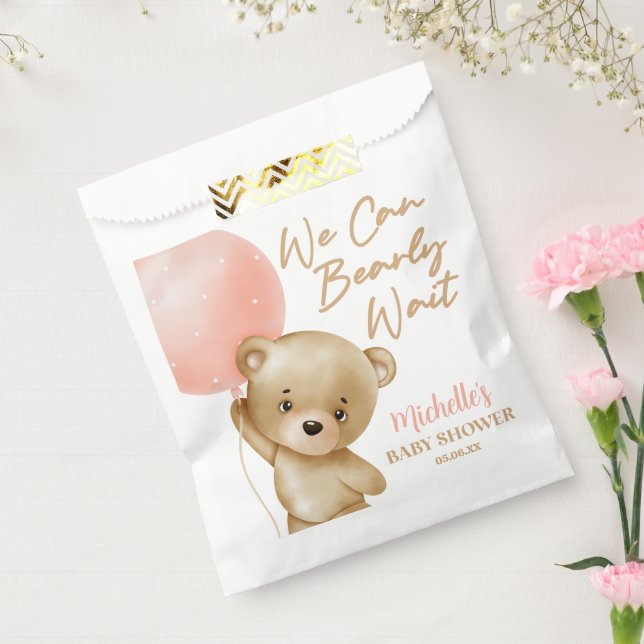 Bolsa De Papel Teddy Bear Pink Podemos Esperar Baby Shower (Sellado)
