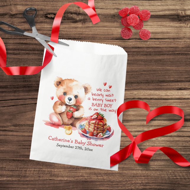 Bolsa De Papel Teddy Bear Strawberry Pancake Brunch Baby Shower (Subido por el creador)