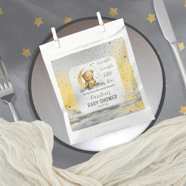 Bolsa De Papel Teddy Bear Twinkle Twinkle Little Star Baby Shower (Create an enchanting baby shower with our Teddy Bear Twinkle Twinkle Little Star collection.  )