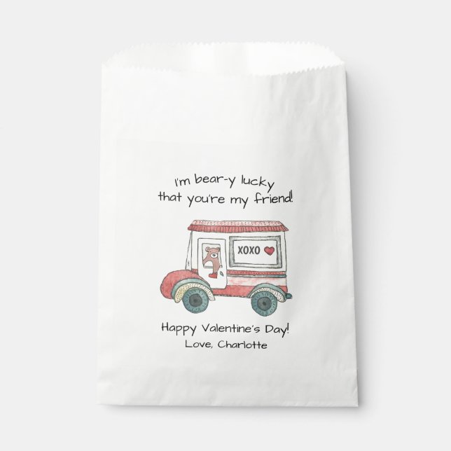 Bolsa De Papel Teddy Bear Valentine Mail Truck (Anverso)