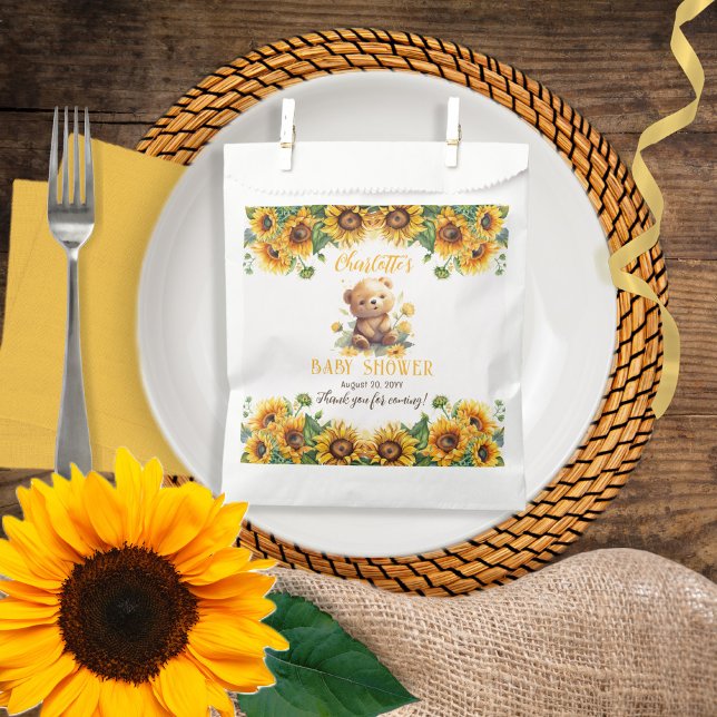 Bolsa De Papel Teddy Bear y Sunflowers Baby Shower (Subido por el creador)