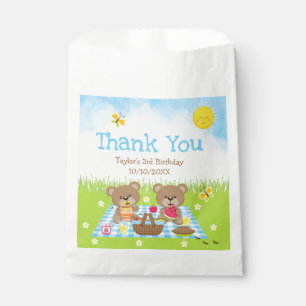 Bolsa De Papel Teddy Bears Picnic Birthday Blue Gingham Gracias