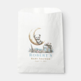 Bolsa De Papel Teddy Blue Bear Boy Baby Shower