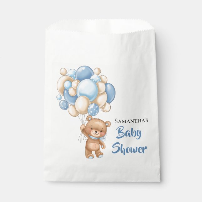 Bolsa De Papel Teddy Boy Baby Shower - Blanco (Anverso)