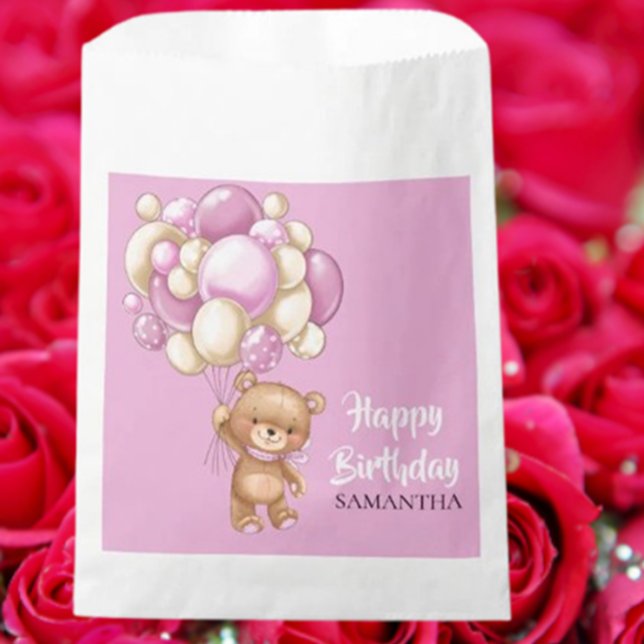 Bolsa De Papel Teddy Chica Pink Birday (Happy Birthday to Your Little One!)