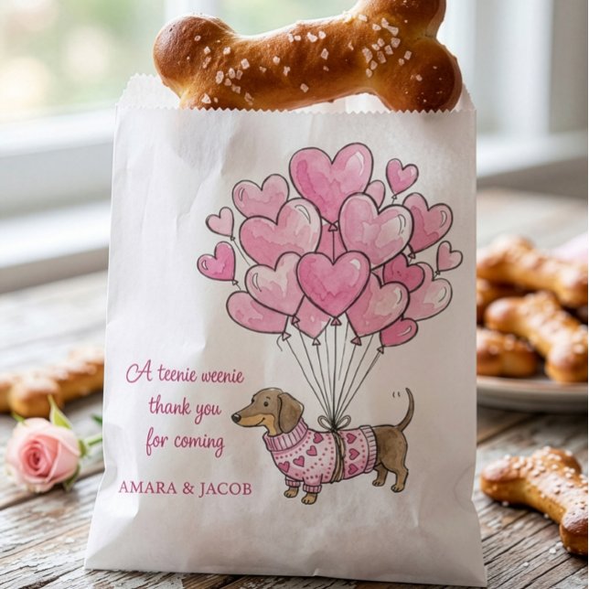 Bolsa De Papel Teenie Weenie Thank You Dachshund Baby Girl Doggie (Favor  "doggie" Bags - Teenie Weenie Sweetheart Dachshund Gender Reveal collection by Darling & May)