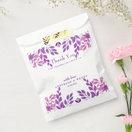 Bolsa De Papel Tema Boda de hojas moradas