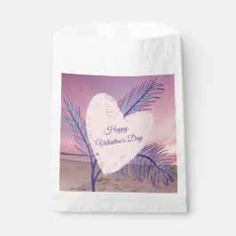 Bolsa De Papel Tema Costero Pastel Valentine Playa Rosa Sunset