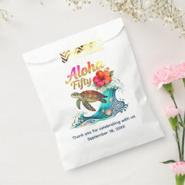 Bolsa De Papel Tema de cumpleaños cincuenta tropical playa océano