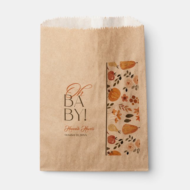 Bolsa De Papel Tema de ducha de bebé de otoño Kraft (Anverso)