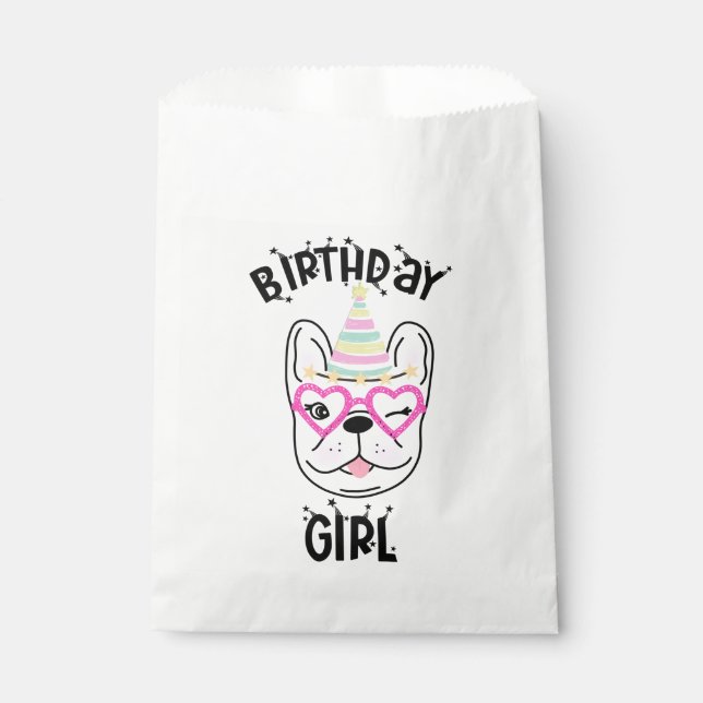 Bolsa De Papel Tema de la fiesta de cumpleaños del Bulldog francé (Anverso)