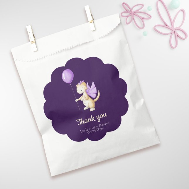 Bolsa De Papel Tema del dragón morado oscuro de vieira Baby Showe (Subido por el creador)